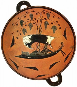 La nave di Dioniso, Exekias, Kylix, 530 a.C.