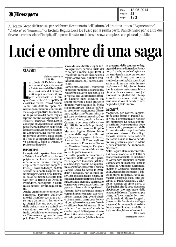 Il Messaggero 12 maggio 2014