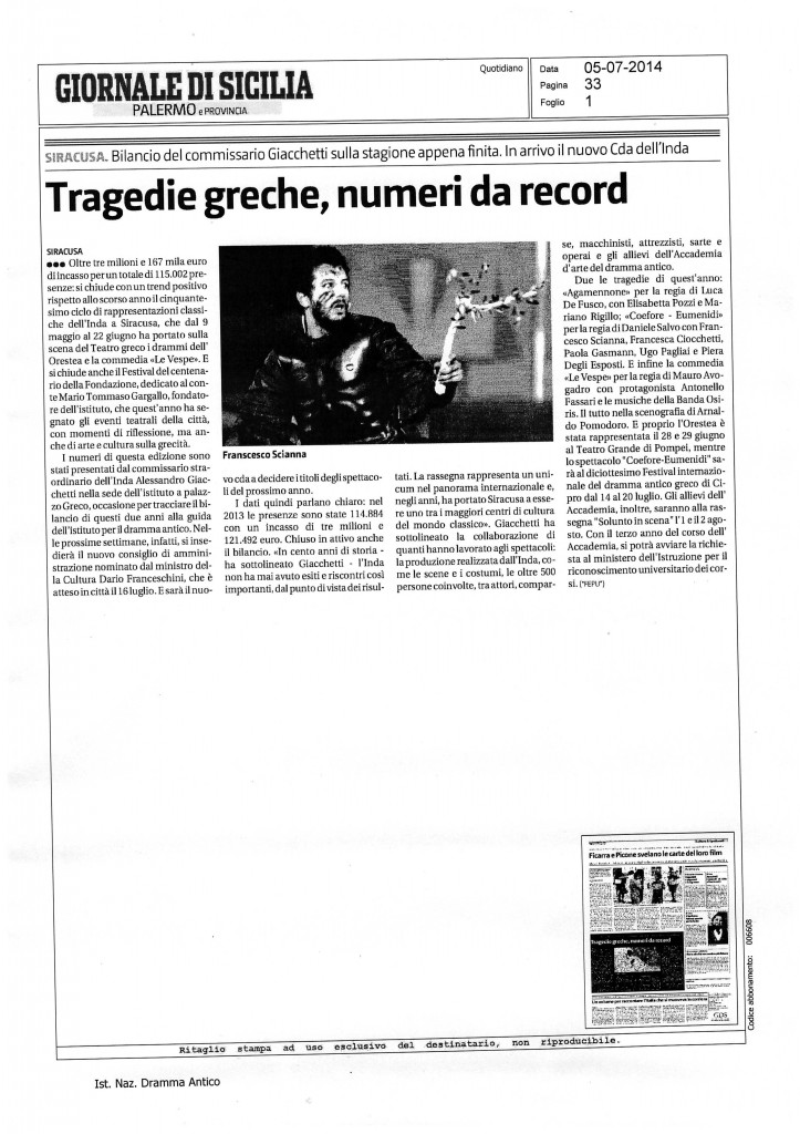 Giornale di Sicilia, 05 luglio 2014