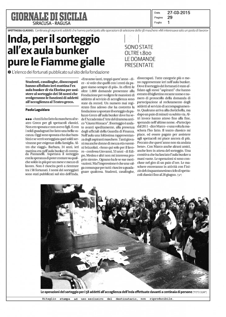 Giornale di Sicilia, 27 marzo 2015