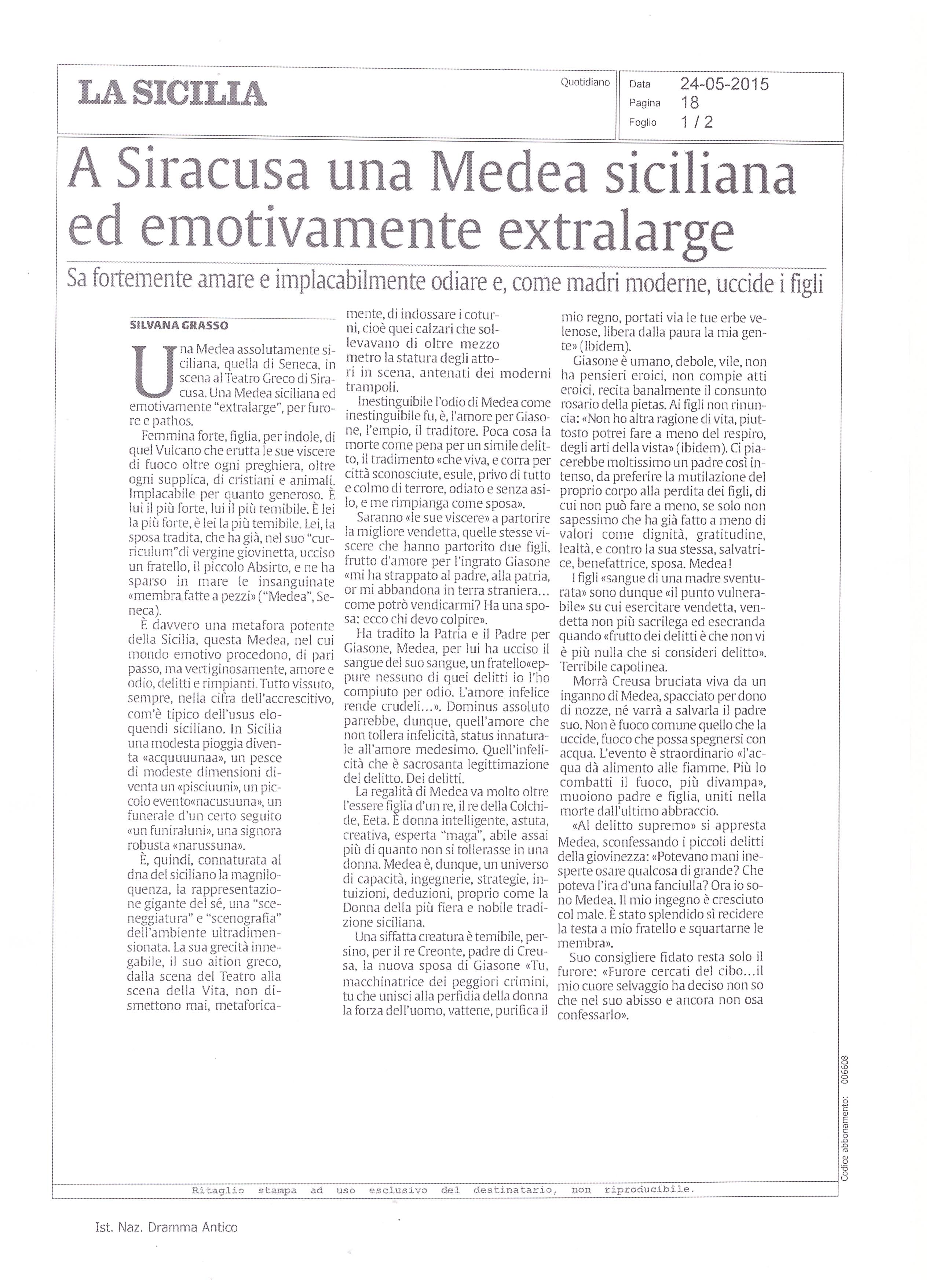 LA SICILIA, 24 MAGGIO 2015