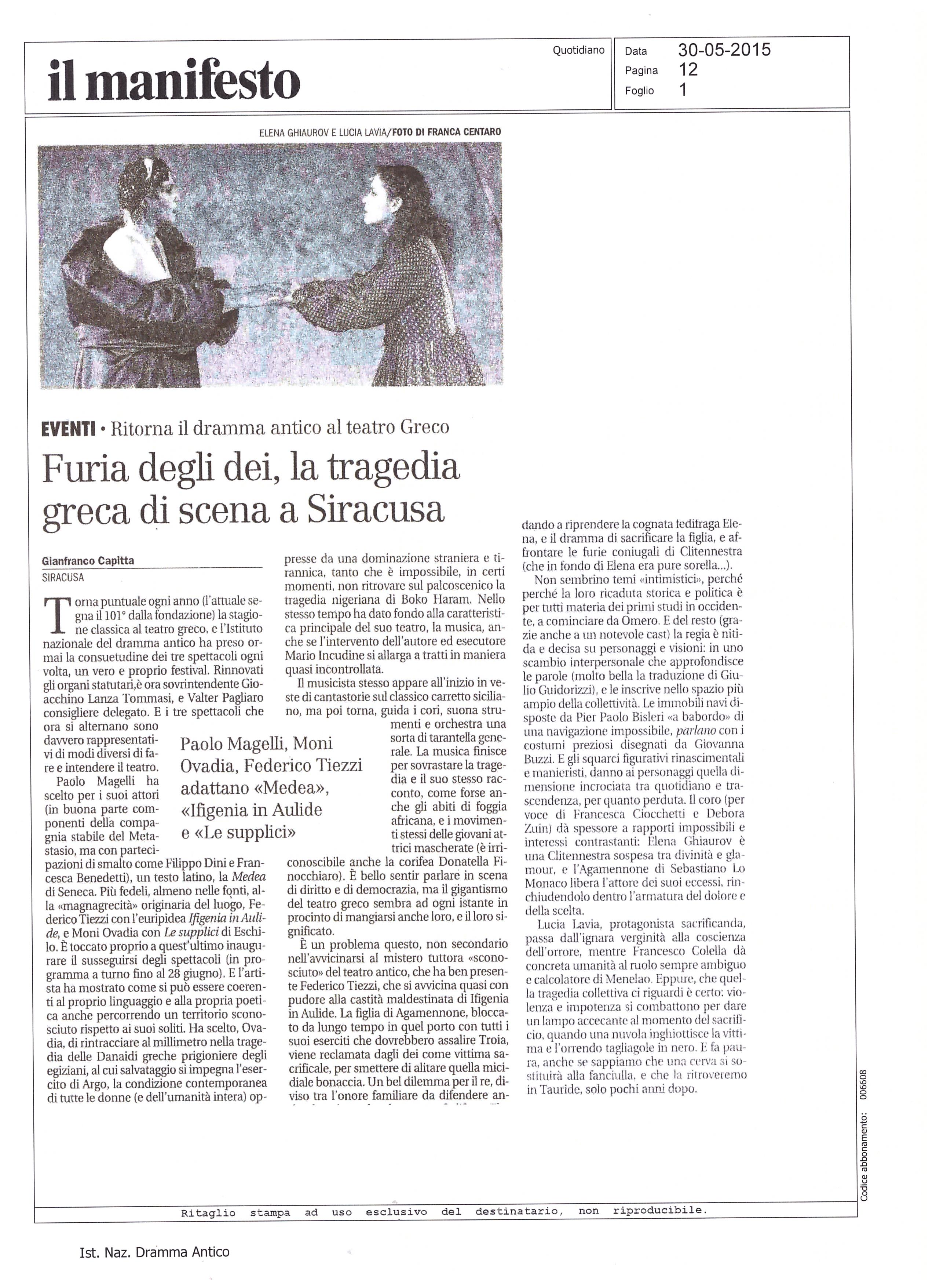 IL MANIFESTO, 30 MAGGIO