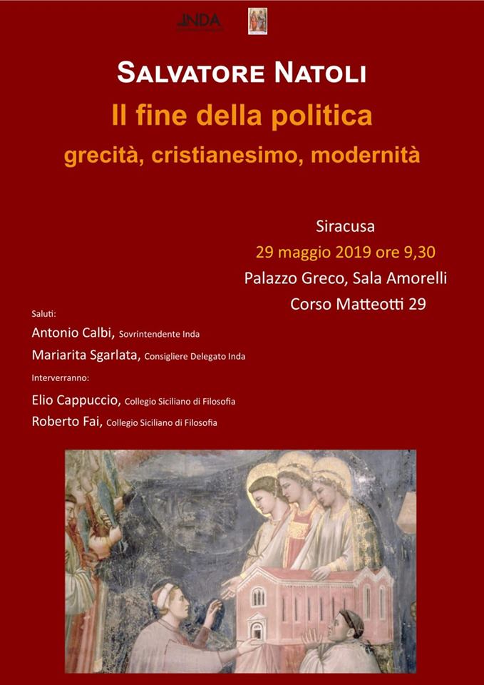 “Il fine della politica. Grecità, Cristianesimo, Modernità”: lectio magistralis del prof. Natoli