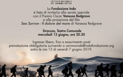 Cerimonia di consegna del Premio Eschilo d’oro a Vanessa Redgrave, attrice premio Oscar, e proiezione di “Sea Sorrow. Il dolore del mare” il 12 giugno