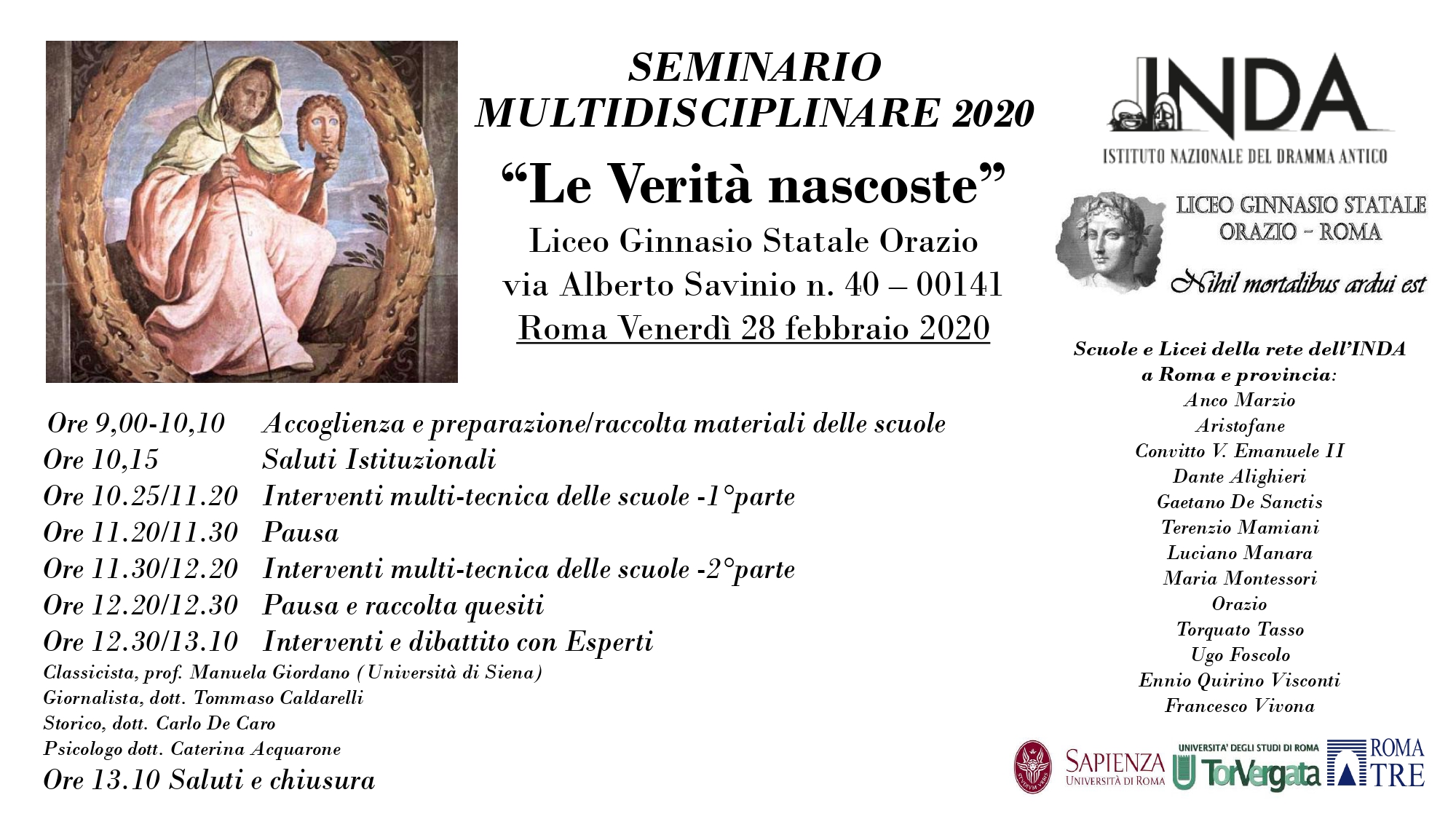 Roma, annullato il seminario multidisciplinare “Le Verità nascoste”