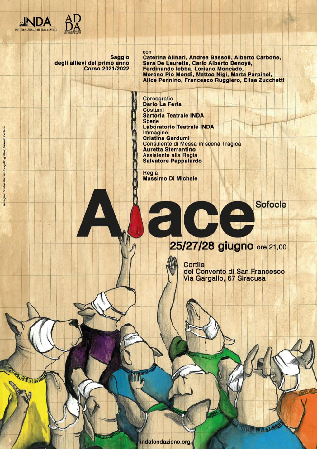 Aiace di Sofocle, il 25, 27 e 28 giugno il saggio degli allievi del primo anno dell’Accademia d’arte del dramma antico