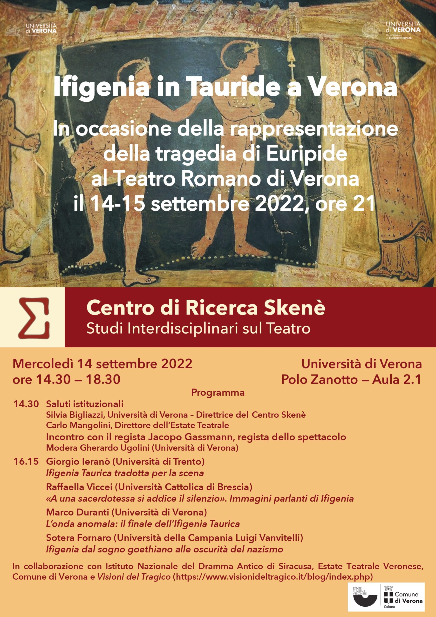 Ifigenia in Tauride al Teatro Romano di Verona, incontro all’Università di Verona con Jacopo Gassmann