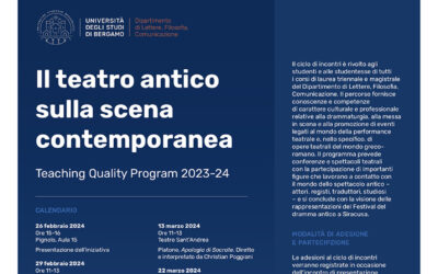 Il teatro antico sulla scena contemporanea: ciclo di incontri organizzato dall’Università di Bergamo