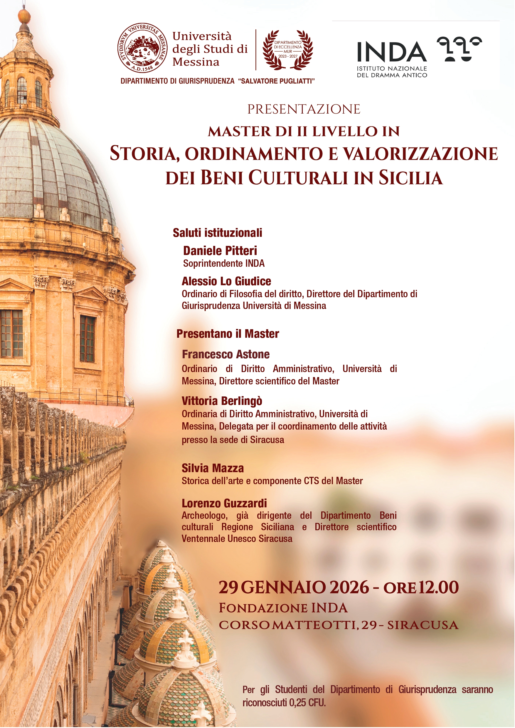 Presentazione del Master di II livello in Storia, Ordinamento e Valorizzazione dei Beni culturali in Sicilia